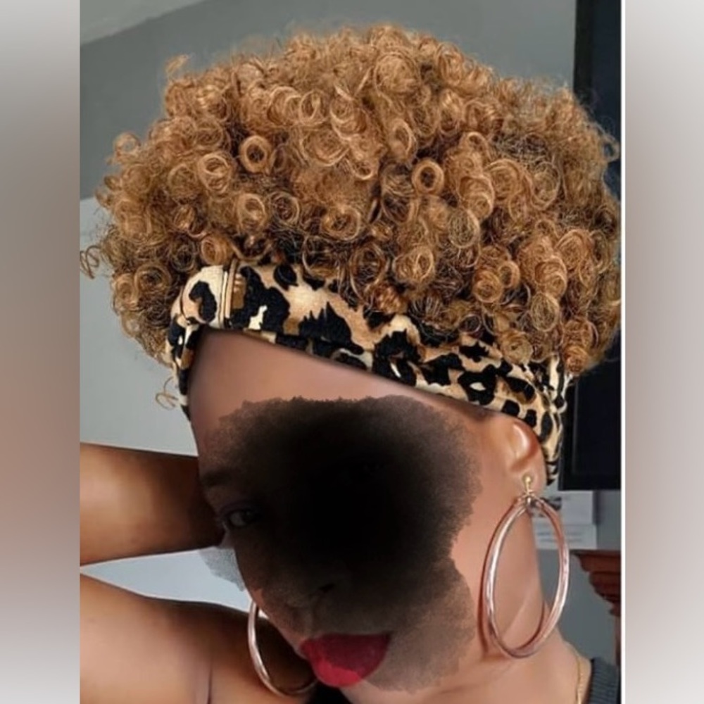 HAIR, Kinky Curly Afro Pixie with headband attached, Highlighted